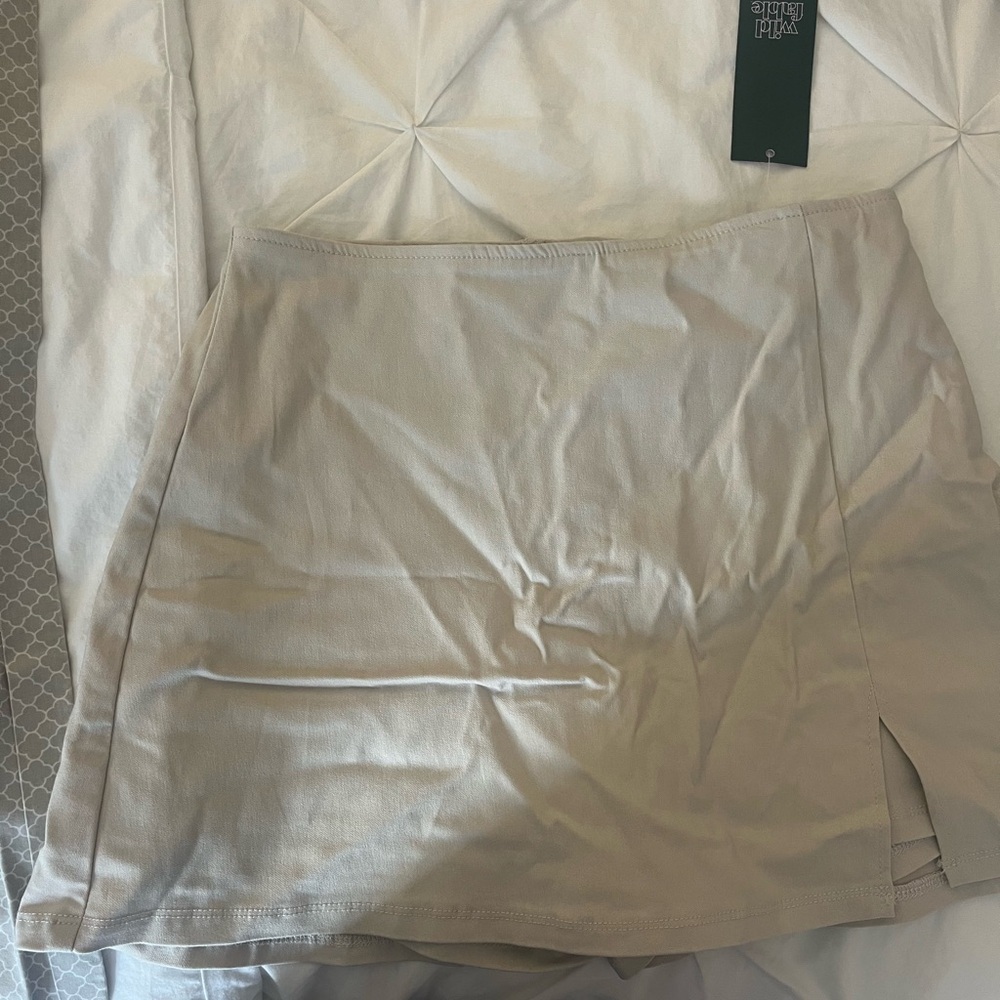 Beige Mini Skirt with Side Slit - Target